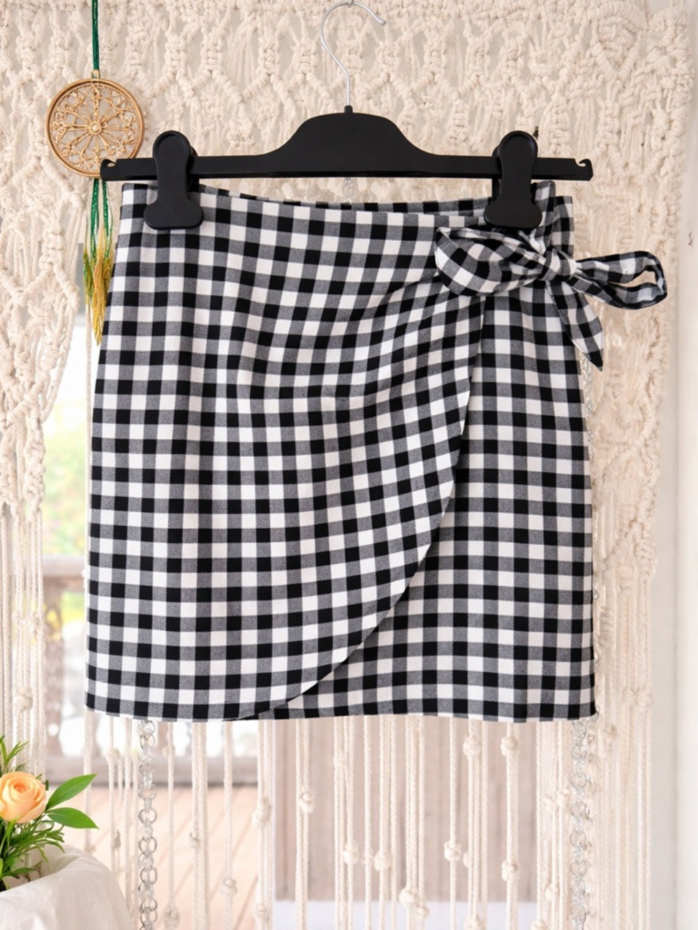 Sézane Pacome Skirt – Black & White Gingham – Size 36 (US 4)